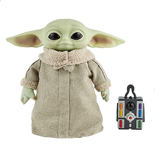 Mattel Disney Star Wars Spielzeug, The Child Plüschfigur, aus 'The Mandalorian', interagierend, mit Geräusch und Bewegungsfunktion, 28cm, Star Wars Geschenke, Spielzeug ab 3 Jahre, GWD87