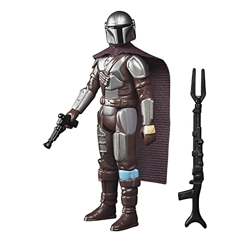 Star Wars Hasbro Retro Collection The Mandalorian (Beskar) Toy 9.5-cm-Scale The Mandalorian Collectible Action Figure, Accessories, Multi, F4456