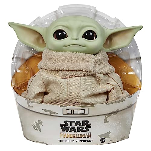 Mattel Disney Star Wars Spielzeug, Baby Yoda Plüschfigur, aus 'The Mandalorian', mit Geräusch und Bewegungsfunktion, 28cm, Star Wars Geschenke, Spielzeug ab 3 Jahre, GWD85