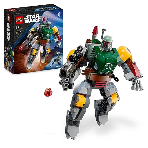 Lego 75369 Star Wars Boba Fett Mech, baubare Actionfigur mit Blaster und Raketenrucksack mit Flick-Shooter, Sammelset für Kinder