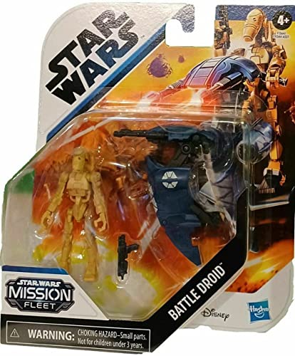 Star Wars Mission Fleet Battle Droid F1564 Figur mit Gelenk, 6 cm + Fahrzeug