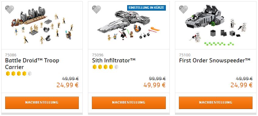 50% Rabatt auf LEGO Star Wars Sets!